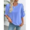 image:imageEVALESS 34 Length Sleeve Womens Tops Dressy Casual Blouses Crewneck Ruffle Sleeve Shirts Spring Outfits Business Work TopsSky Blue