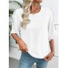 image:imageEVALESS 34 Length Sleeve Womens Tops Dressy Casual Blouses Crewneck Ruffle Sleeve Shirts Spring Outfits Business Work TopsWhite