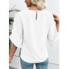image:imageEVALESS 34 Length Sleeve Womens Tops Dressy Casual Blouses Crewneck Ruffle Sleeve Shirts Spring Outfits Business Work TopsWhite