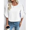 image:imageEVALESS 34 Length Sleeve Womens Tops Dressy Casual Blouses Crewneck Ruffle Sleeve Shirts Spring Outfits Business Work TopsWhite