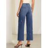 image:imageEVALESS Jeans for Women Stretchy Distressed Washed Straight Leg Frayed Raw Hem Denim Ankle Pants with PocketsDark Blue