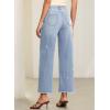 image:imageEVALESS Jeans for Women Stretchy Distressed Washed Straight Leg Frayed Raw Hem Denim Ankle Pants with PocketsLight Blue