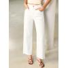 image:imageEVALESS Jeans for Women Stretchy Distressed Washed Straight Leg Frayed Raw Hem Denim Ankle Pants with PocketsWhite