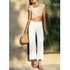 image:imageEVALESS Jeans for Women Stretchy Distressed Washed Straight Leg Frayed Raw Hem Denim Ankle Pants with PocketsWhite