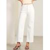 image:imageEVALESS Jeans for Women Stretchy Distressed Washed Straight Leg Frayed Raw Hem Denim Ankle Pants with PocketsWhite