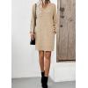 image:imageEVALESS Spring Dresses for Women 2026 Fashion V Neck Long Sleeve Summer Mini Dress Casual Beach Vacation Clothes DressesKhaki