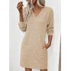 image:imageEVALESS Spring Dresses for Women 2026 Fashion V Neck Long Sleeve Summer Mini Dress Casual Beach Vacation Clothes DressesKhaki