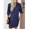 image:imageEVALESS Spring Dresses for Women 2026 Fashion V Neck Long Sleeve Summer Mini Dress Casual Beach Vacation Clothes DressesNavy Blue