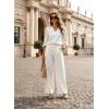 image:imageEVALESS Womens 34 Sleeve Tops Dressy Casual Pleated V Neck Business Work Blouses Office ShirtsWhite