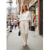 image:imageEVALESS Womens 34 Sleeve Tops Dressy Casual Pleated V Neck Business Work Blouses Office ShirtsWhite