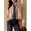 image:imageEVALESS Womens Faux Suede Bomber Jackets Long Sleeve Fall Coats Zip Up Cropped Jacket Trendy Winter Warm OuterwearLight Khaki
