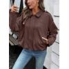 image:imageEVALESS Womens Faux Suede Bomber Jackets Long Sleeve Fall Coats Zip Up Cropped Jacket Trendy Winter Warm OuterwearToadstool
