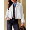 image:imageEVALESS Womens Faux Suede Bomber Jackets Long Sleeve Fall Coats Zip Up Cropped Jacket Trendy Winter Warm OuterwearWhite