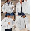 image:imageEVALESS Womens Faux Suede Bomber Jackets Long Sleeve Fall Coats Zip Up Cropped Jacket Trendy Winter Warm OuterwearWhite