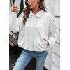 image:imageEVALESS Womens Faux Suede Bomber Jackets Long Sleeve Fall Coats Zip Up Cropped Jacket Trendy Winter Warm OuterwearWhite