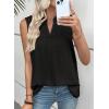 image:imageEVALESS Womens Tops Lace V Neck Dressy Casual Sleeveless Blouses Elegant Swiss Dot Smocked Shirts Spring FashionBlack