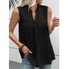 image:imageEVALESS Womens Tops Lace V Neck Dressy Casual Sleeveless Blouses Elegant Swiss Dot Smocked Shirts Spring FashionBlack