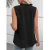 image:imageEVALESS Womens Tops Lace V Neck Dressy Casual Sleeveless Blouses Elegant Swiss Dot Smocked Shirts Spring FashionBlack