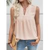image:imageEVALESS Womens Tops Lace V Neck Dressy Casual Sleeveless Blouses Elegant Swiss Dot Smocked Shirts Spring FashionOatmeal