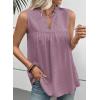 image:imageEVALESS Womens Tops Lace V Neck Dressy Casual Sleeveless Blouses Elegant Swiss Dot Smocked Shirts Spring FashionOrchid Bouquet