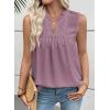 image:imageEVALESS Womens Tops Lace V Neck Dressy Casual Sleeveless Blouses Elegant Swiss Dot Smocked Shirts Spring FashionOrchid Bouquet