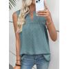 image:imageEVALESS Womens Tops Lace V Neck Dressy Casual Sleeveless Blouses Elegant Swiss Dot Smocked Shirts Spring FashionTurquoise