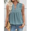 image:imageEVALESS Womens Tops Lace V Neck Dressy Casual Sleeveless Blouses Elegant Swiss Dot Smocked Shirts Spring FashionTurquoise
