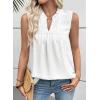 image:imageEVALESS Womens Tops Lace V Neck Dressy Casual Sleeveless Blouses Elegant Swiss Dot Smocked Shirts Spring FashionWhite