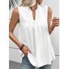 image:imageEVALESS Womens Tops Lace V Neck Dressy Casual Sleeveless Blouses Elegant Swiss Dot Smocked Shirts Spring FashionWhite