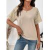 image:imageEVALESS Womens Tops Spring Summer Ribbed Texture Embroidery Short Sleeve Crewneck T ShirtsApricot
