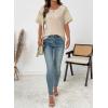 image:imageEVALESS Womens Tops Spring Summer Ribbed Texture Embroidery Short Sleeve Crewneck T ShirtsApricot