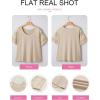 image:imageEVALESS Womens Tops Spring Summer Ribbed Texture Embroidery Short Sleeve Crewneck T ShirtsApricot