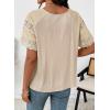 image:imageEVALESS Womens Tops Spring Summer Ribbed Texture Embroidery Short Sleeve Crewneck T ShirtsApricot