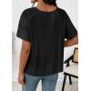 image:imageEVALESS Womens Tops Spring Summer Ribbed Texture Embroidery Short Sleeve Crewneck T ShirtsBlack