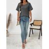 image:imageEVALESS Womens Tops Spring Summer Ribbed Texture Embroidery Short Sleeve Crewneck T ShirtsGray