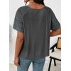 image:imageEVALESS Womens Tops Spring Summer Ribbed Texture Embroidery Short Sleeve Crewneck T ShirtsGray
