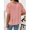 image:imageEVALESS Womens Tops Spring Summer Ribbed Texture Embroidery Short Sleeve Crewneck T ShirtsPink