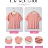 image:imageEVALESS Womens Tops Spring Summer Ribbed Texture Embroidery Short Sleeve Crewneck T ShirtsPink