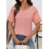 image:imageEVALESS Womens Tops Spring Summer Ribbed Texture Embroidery Short Sleeve Crewneck T ShirtsPink