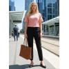 image:imageEVALESS Womens Tops Spring Summer Ribbed Texture Embroidery Short Sleeve Crewneck T ShirtsPink