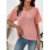 image:imageEVALESS Womens Tops Spring Summer Ribbed Texture Embroidery Short Sleeve Crewneck T ShirtsPink