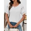 image:imageEVALESS Womens Tops Spring Summer Ribbed Texture Embroidery Short Sleeve Crewneck T ShirtsWhite