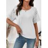 image:imageEVALESS Womens Tops Spring Summer Ribbed Texture Embroidery Short Sleeve Crewneck T ShirtsWhite