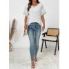 image:imageEVALESS Womens Tops Spring Summer Ribbed Texture Embroidery Short Sleeve Crewneck T ShirtsWhite