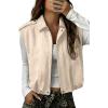 image:imageEVALESS Womens Vest Faux Suede Sleeveless Jackets Fashion Spring 2026 Y2K Cropped Jacket Trendy Streetwear with PocketsBeige