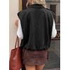 image:imageEVALESS Womens Vest Faux Suede Sleeveless Jackets Fashion Spring 2026 Y2K Cropped Jacket Trendy Streetwear with PocketsBlack