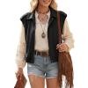 image:imageEVALESS Womens Vest Faux Suede Sleeveless Jackets Fashion Spring 2026 Y2K Cropped Jacket Trendy Streetwear with PocketsBlack