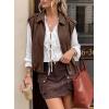 image:imageEVALESS Womens Vest Faux Suede Sleeveless Jackets Fashion Spring 2026 Y2K Cropped Jacket Trendy Streetwear with PocketsChicory Coffee