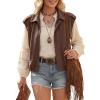 image:imageEVALESS Womens Vest Faux Suede Sleeveless Jackets Fashion Spring 2026 Y2K Cropped Jacket Trendy Streetwear with PocketsChicory Coffee
