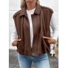 image:imageEVALESS Womens Vest Faux Suede Sleeveless Jackets Fashion Spring 2026 Y2K Cropped Jacket Trendy Streetwear with PocketsChicory Coffee